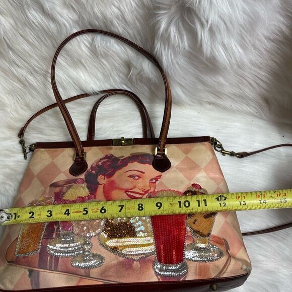 Isabella Fiore vintage fabric and leather shoulder with sequins dinner d… - Picture 5 of 15